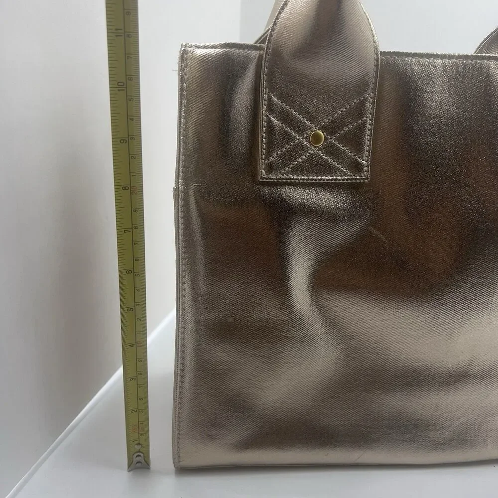 Lancome Champagne Gold Structured Tote Bag w/ side hook rings for shoulder strap